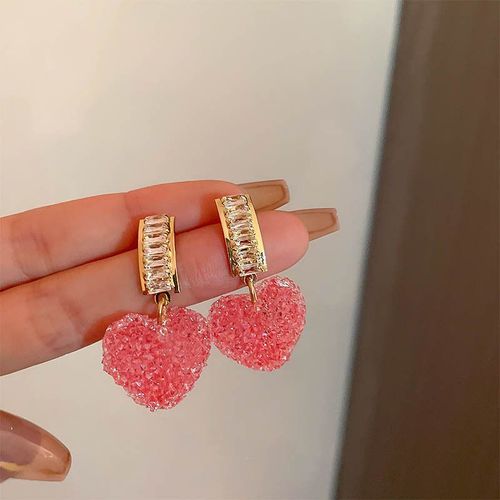 Boucles D'oreilles Pendantes En Forme De C¿Ur Avec Strass Verts Brillants, Accessoires De Bijoux Vintage De Luxe, À La Mode, Pour Ixde Noël, Pour Femme