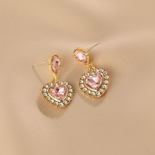 Boucles D'oreilles Pendantes En Forme De C¿Ur Avec Strass Verts Brillants, Accessoires De Bijoux Vintage De Luxe, À La Mode, Pour Ixde Noël, Pour Femme