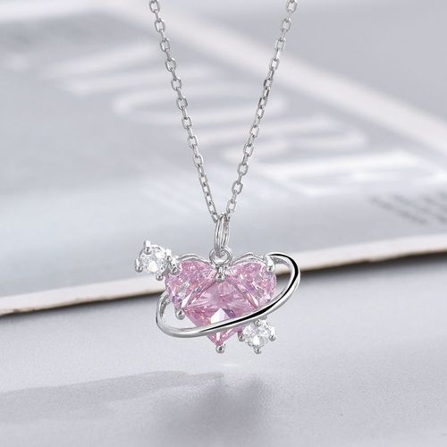 Y2k-Collier Pendentif Coeur En Cristal Rose Violet Pour Femme, Egirl Emo, Punk Grunge, Clavicule, Jofashion, Cadeaux De La Journée De Léon, Nouveau