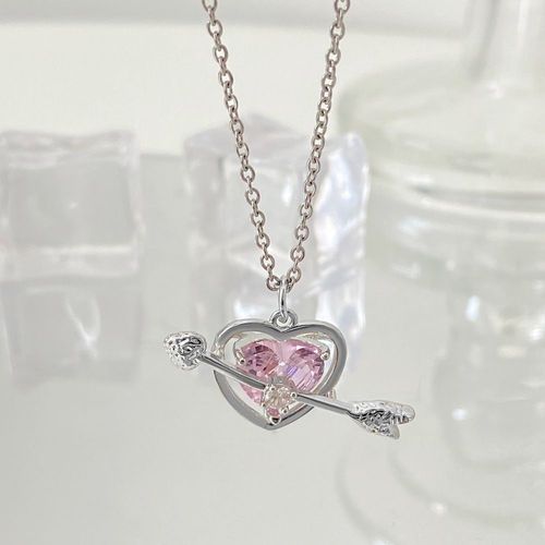 Y2k-Collier Pendentif Coeur En Cristal Rose Violet Pour Femme, Egirl Emo, Punk Grunge, Clavicule, Jofashion, Cadeaux De La Journée De Léon, Nouveau