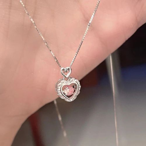Y2k-Collier Pendentif Coeur En Cristal Rose Violet Pour Femme, Egirl Emo, Punk Grunge, Clavicule, Jofashion, Cadeaux De La Journée De Léon, Nouveau