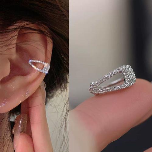 Boucle D'oreille Sans Piercing Pour Femme, Bijou Brillant, Couleur Argent, Cristal, Strass, Étoile, Faux Cartilage