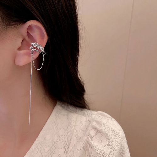 Boucle D'oreille Sans Piercing Pour Femme, Bijou Brillant, Couleur Argent, Cristal, Strass, Étoile, Faux Cartilage
