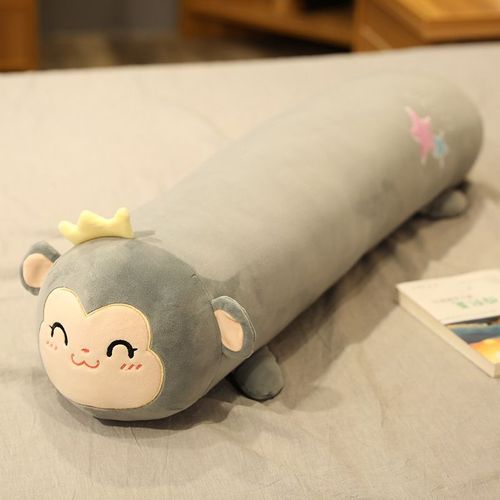 Oreiller long cylindrique en forme d'animal de la forêt, oreiller long en forme de dinosaure, oreiller long en forme de chat, oreiller long amovible et lavable avec doublure Singe - 80 cm environ 0,8 kg