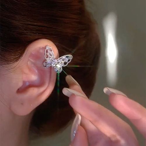 Réinitialisation De Boucles D'oreilles Étoiles En Biscuits Brillant Pour Femme, Clip D'oreille Femme, Pas De Piercing D'oreille, Mancommuniste D'oreille Tendance, Cadeau De Bijoux, Document Argenté, 2