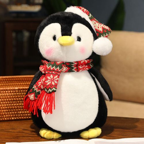 Cadeau de Noël mignon pingouin poupée en peluche pingouin poupée ornements oreiller de couchage Écharpe de Noël rouge - 45 cm (0,6 kg)