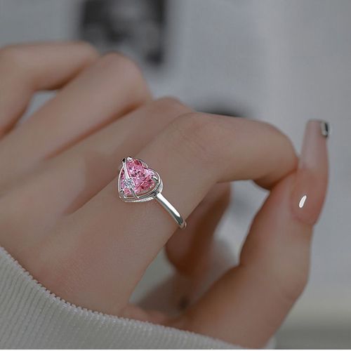 Bague Ouverte Coeur En Cristal Rose Kpop Pour Femme, Mariage Bff, Luxe, Vintage, Grunge, Bijoux Esthétiques, Accessoires Emo Y2k, Nouveau, 2023