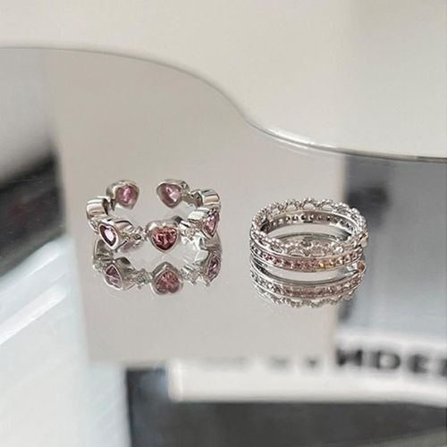 Bague Kpop Rose En Cristal Avec C¿Ur Pour Femmes, Anneau De Luxe, Bijoux Esthétique Grunge Vintage, Accessoires Emo Y2k, Pour Bff De Mariage, 2023