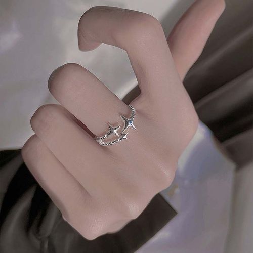 Bague En Métal Irrégulier Avec Pierre De Lune Punk, Pour Femmes Et Hommes, Design De Personnalité, Ouverture En Cristal, Réglable, Cadeau