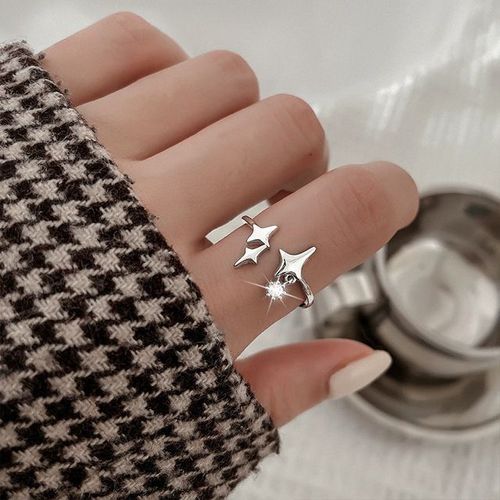 Bague Opale Vintage Y2k Pour Fille, Anneau Ouvert Irrégulier, Pierre De Lune, Géométrique, Esthétique Coréenne, Bijoux Chimegirl