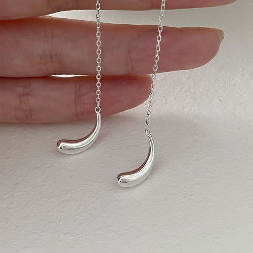 Boucles D'oreilles Longues Goutte D'eau Pour Femme, Ligne D'oreille, Or, Argent, Document, Métal, Piercing Incurvé, Enfileur, Bijoux D'oreille