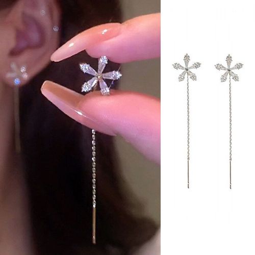 Boucles D'oreilles Longues Goutte D'eau Pour Femme, Ligne D'oreille, Or, Argent, Document, Métal, Piercing Incurvé, Enfileur, Bijoux D'oreille