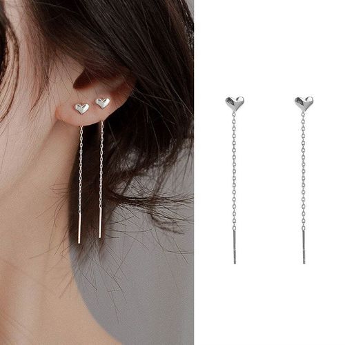 Boucles D'oreilles Longues Goutte D'eau Pour Femme, Ligne D'oreille, Or, Argent, Document, Métal, Piercing Incurvé, Enfileur, Bijoux D'oreille