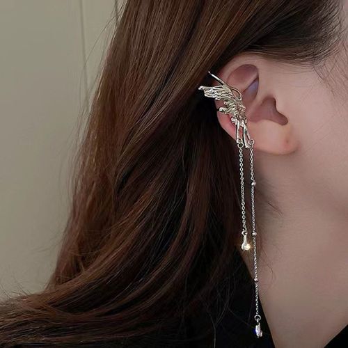 Boucles D'oreilles En Zircon Argenté Pour Femmes Et Filles, Ensemble De Bijoux Tendance, Manchette D'oreille Simple Et Créative, Non Piercing