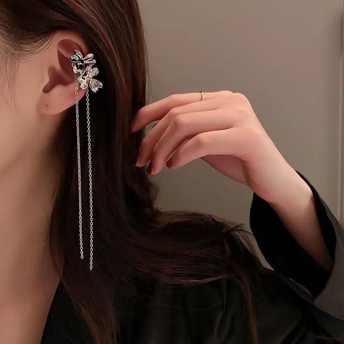 Boucles D'oreilles En Zircon Argenté Pour Femmes Et Filles, Ensemble De Bijoux Tendance, Manchette D'oreille Simple Et Créative, Non Piercing