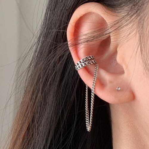 Boucles D'oreilles En Zircon Argenté Pour Femmes Et Filles, Ensemble De Bijoux Tendance, Manchette D'oreille Simple Et Créative, Non Piercing