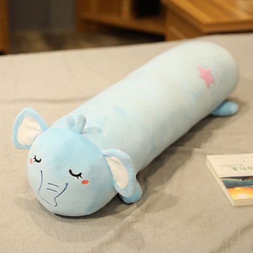 Oreiller long cylindrique en forme d'animal de la forêt, oreiller long en forme de dinosaure, oreiller long en forme de chat, oreiller long amovible et lavable avec doublure Éléphant - 1 m environ 1,25 kg