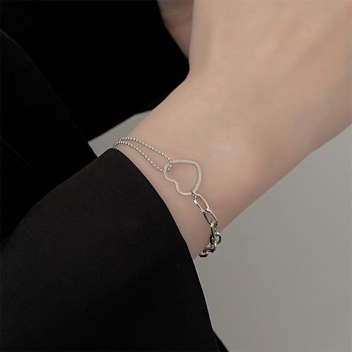 Bracelet À Cinq Pétales De Fleur En Cristal Noir Pour Femmes, Couleur Argent, Élégant, Bijoux De Fête De Mariage