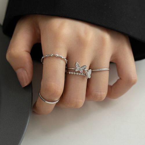 Bagues Papillon Réglables Pour Femmes, Punk, Gothique, Cristal Rouge, Irrégulier, Creux, Métal, Matiques, Bijoux, Nouveau, 2023
