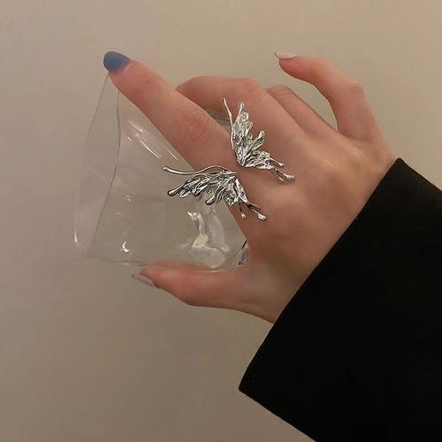 Bagues Papillon Réglables Pour Femmes, Punk, Gothique, Cristal Rouge, Irrégulier, Creux, Métal, Matiques, Bijoux, Nouveau, 2023