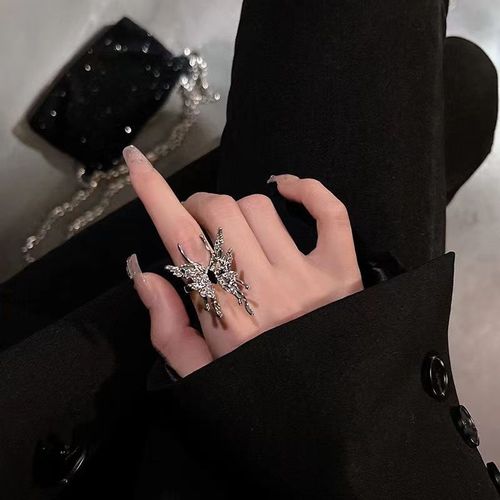 Bagues Papillon Réglables Pour Femmes, Punk, Gothique, Cristal Rouge, Irrégulier, Creux, Métal, Matiques, Bijoux, Nouveau, 2023