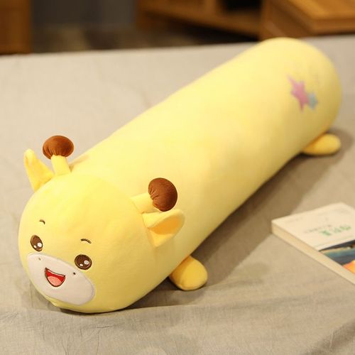 Oreiller long cylindrique en forme d'animal de la forêt, oreiller long en forme de dinosaure, oreiller long en forme de chat, oreiller long amovible et lavable avec doublure Girafe - 1,2 mètre, environ 1,6 kg