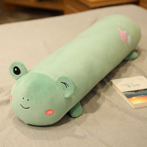 Oreiller long cylindrique en forme d'animal de la forêt, oreiller long en forme de dinosaure, oreiller long en forme de chat, oreiller long amovible et lavable avec doublure Grenouille - 1 m environ 1,25 kg
