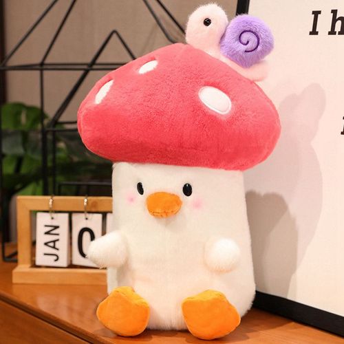 Poupée en peluche de poulet champignon de dessin animé poupée de poulet escargot mignonne poupée de mariage réunion annuelle Poulet aux champignons roses - 40 cm 0,33 kg