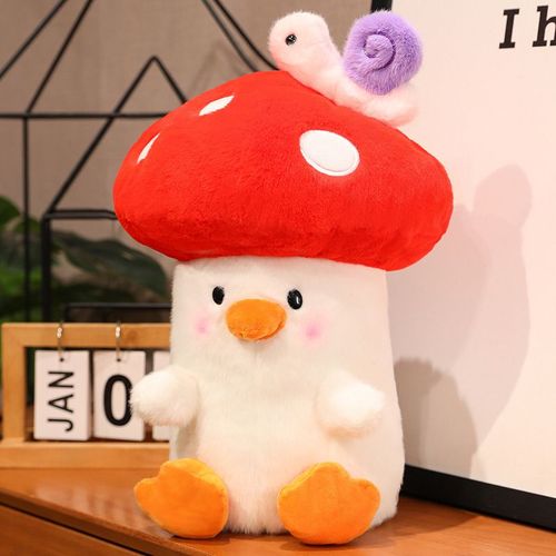 Poupée en peluche de poulet champignon de dessin animé poupée de poulet escargot mignonne poupée de mariage réunion annuelle Poulet aux champignons rouges - 55 cm 0,67 kg