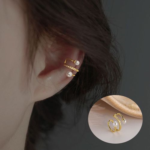 Zcompresses-Boucles D'oreilles En Argent Brillant En Forme De C, Manchette D'oreille À Long Pompon, Pas De Piercing, Design Féminin, Clip D'oreille Simple, Bijoux De Fête