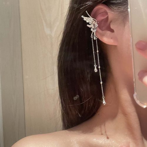 Boucles D'oreilles Ailes De C¿Ur Pour Femme Et Fille, Réinitialisation D'oreille, Strass, Ange, Elfe, Sans Piercing, Réglable, Bijoux À La Mode, Cadeau