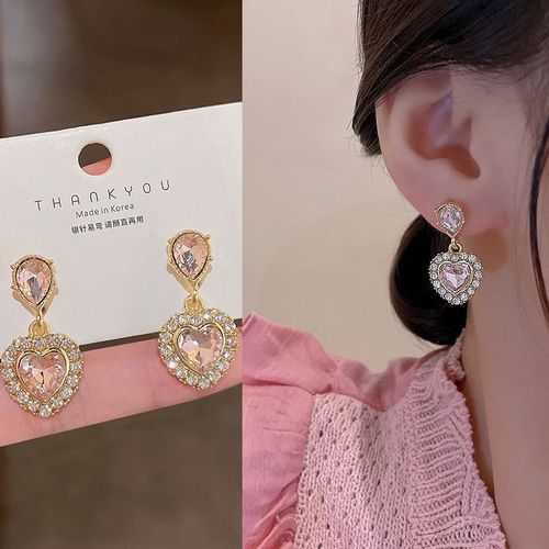 Boucles D'oreilles C¿Ur En Cristal Violet Y2k Pour Femmes, Bijoux De Luxe Léger Egirl Emo Doux Vent Frais, Cadeaux De Saint Valentin À La Mode