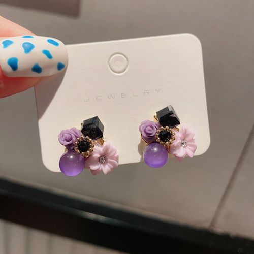 Boucles D'oreilles C¿Ur En Cristal Violet Y2k Pour Femmes, Bijoux De Luxe Léger Egirl Emo Doux Vent Frais, Cadeaux De Saint Valentin À La Mode