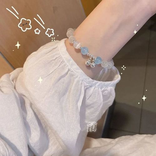 Bracelet En Opale Et Cloche Pour Femmes, Mode Coréenne, Ins Pierre De Lune, Perle De Cristal, Luxe, Pendentif Pour Filles