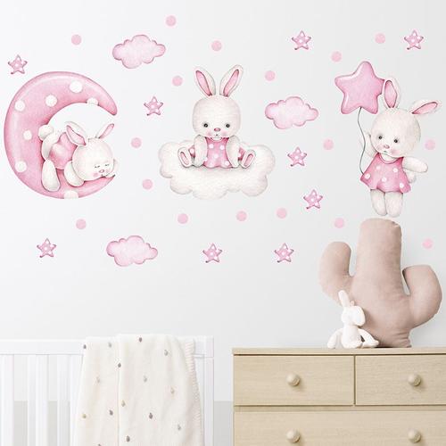 Stickers chambre bébé, stickers muraux enfants, autocollant lapin, animaux,  ballon -  France