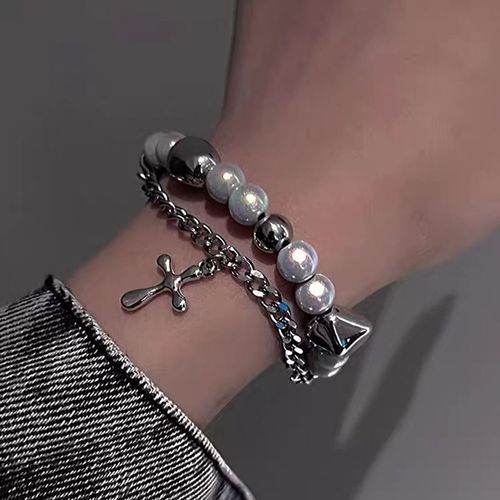 Bracelet Plaqué Argent Pour Femme, Pendentif Ours, Étiquette, Breloque, Bracelet Document, Optique Rétro, Bijoux De Luxe, Johip Hop