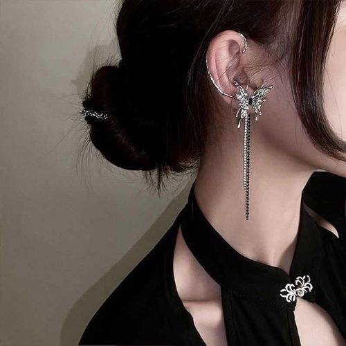 Boucles D'oreilles Punk Spider Claws Pour Femmes, Pas De Piercing, Réinitialisation D'oreille En Cristal Noir, Boucle D'oreille Araignée Foncée, Bijoux, Goth, Animal, 1pc