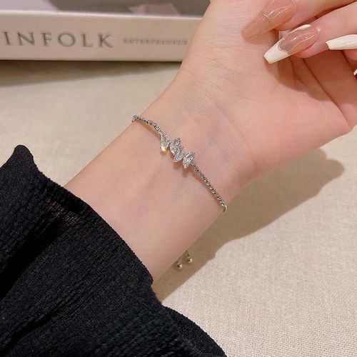 Bracelet Étoile En Cristal Bleu Brillant Pour Femme, Bracelets Papillon Réglables, Cadeau De Bijoux, Bracelet De Luxe, Nouveau Designer, 2023