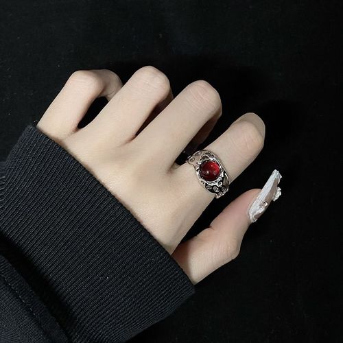 Bagues En Pierre Naturelle Irrégulière Pour Femmes Et Filles, Opale Rouge Esthétique Y2k, Bourgeon Creux, Bague Ouverte, Bague Vintage, Accessoires De Bijoux