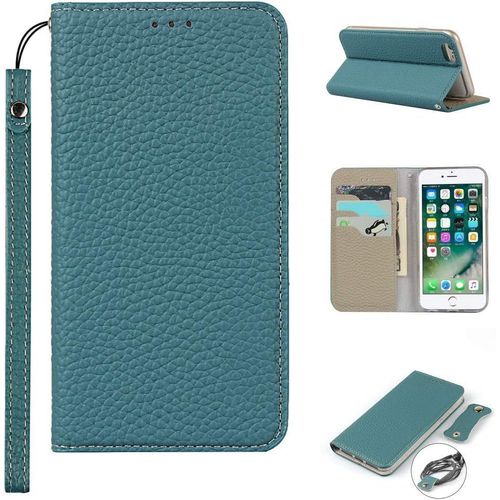 Iphone 6 Plus Coque,Iphone 6s Plus Coque,Premium Cuir Veritable Flip Portefeuille Etui En Cuir,[3 Fentes][Fermeture Magnetique],Coque Housse Etui Pour Iphone 6 Plus/6s Plus - Bleu Ciel