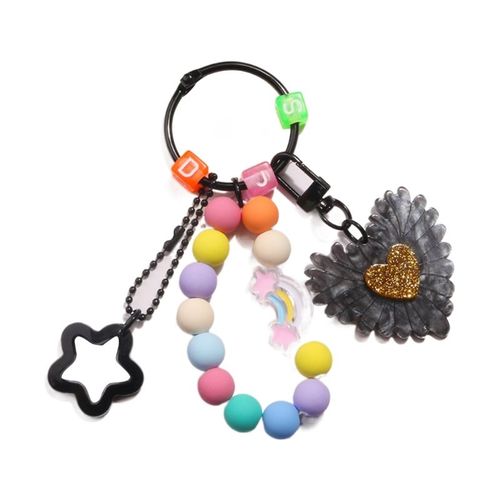Acrylique Coeur Porte-Clés Pratique Creux Étoile Porte-Clés Perlé Bracelet Chaîne Voiture Clés Titulaire Sacs À Dos Charme Pour