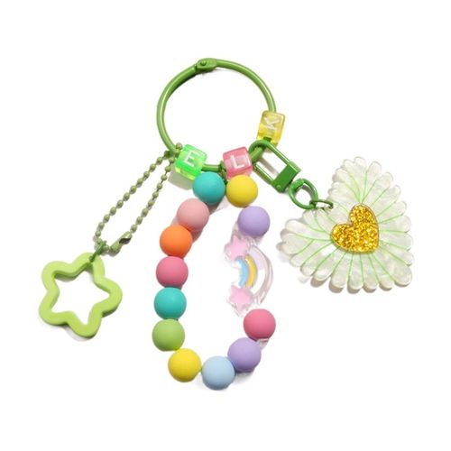 Acrylique Coeur Porte-Clés Pratique Creux Étoile Porte-Clés Perlé Bracelet Chaîne Voiture Clés Titulaire Sacs À Dos Charme Pour