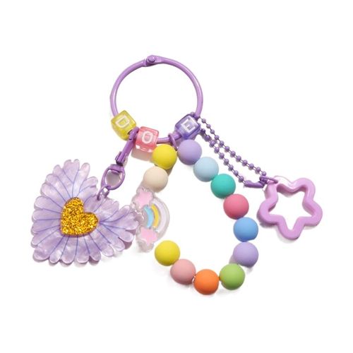 Acrylique Coeur Porte-Clés Pratique Creux Étoile Porte-Clés Perlé Bracelet Chaîne Voiture Clés Titulaire Sacs À Dos Charme Pour