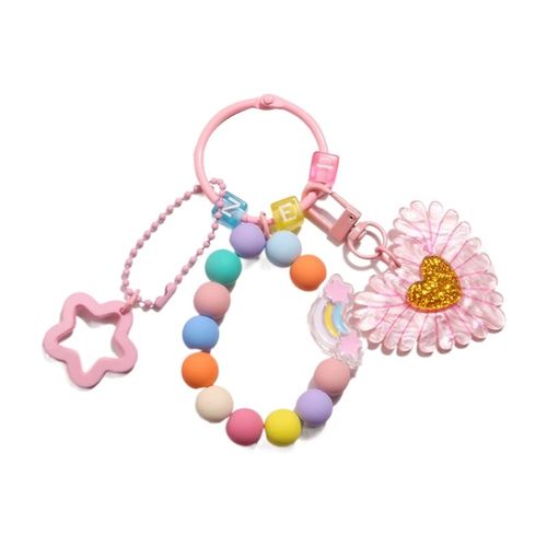 Acrylique Coeur Porte-Clés Pratique Creux Étoile Porte-Clés Perlé Bracelet Chaîne Voiture Clés Titulaire Sacs À Dos Charme Pour