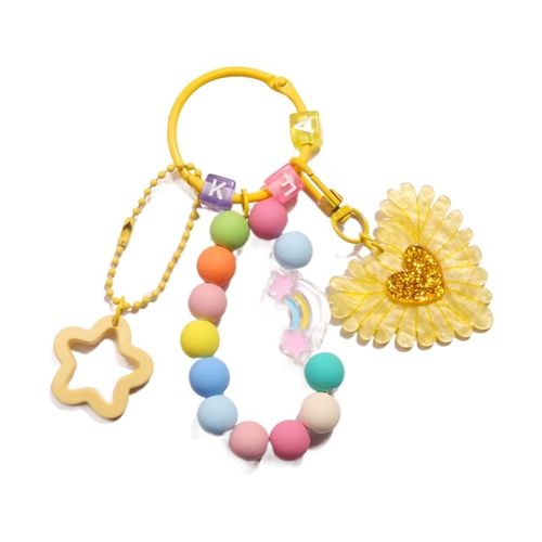 Acrylique Coeur Porte-Clés Pratique Creux Étoile Porte-Clés Perlé Bracelet Chaîne Voiture Clés Titulaire Sacs À Dos Charme Pour