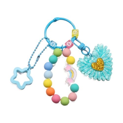 Acrylique Coeur Porte-Clés Pratique Creux Étoile Porte-Clés Perlé Bracelet Chaîne Voiture Clés Titulaire Sacs À Dos Charme Pour