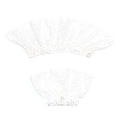 Vintage Femmes Plissé Volants Décoré Corne Manchettes Évider Broderie Dentelle Florale Fausses Manches Élastique Poignet Directe