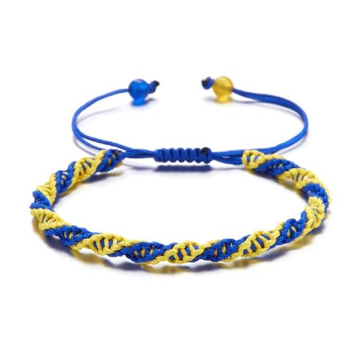 Bracelets À Breloques En Ficelle Tissée Pour Femmes Et Hommes, Bijou De Couple, Fait À La Main, Drapeau, Couleur, Jaune, Bleu, Ukraine, Nouveau Design