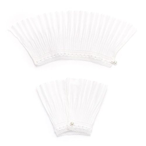 Vintage Femmes Plissé Volants Décoré Corne Manchettes Évider Broderie Dentelle Florale Fausses Manches Élastique Poignet Directe