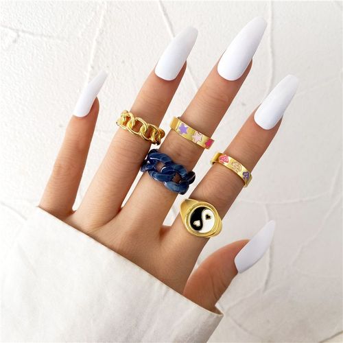 Ensemble De Jolies Matiques Roses En Résine Colorée Pour Femmes, Bague Papillon Fleur, Bijoux Romantiques, Cadeaux En Gros